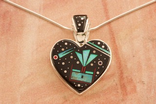 Calvin Begay Night Sky Sterling Silver Heart Pendant